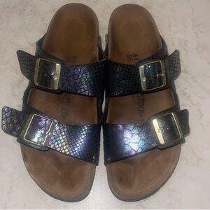 Mermaid Birkenstocks (or rainbow snake print) 41